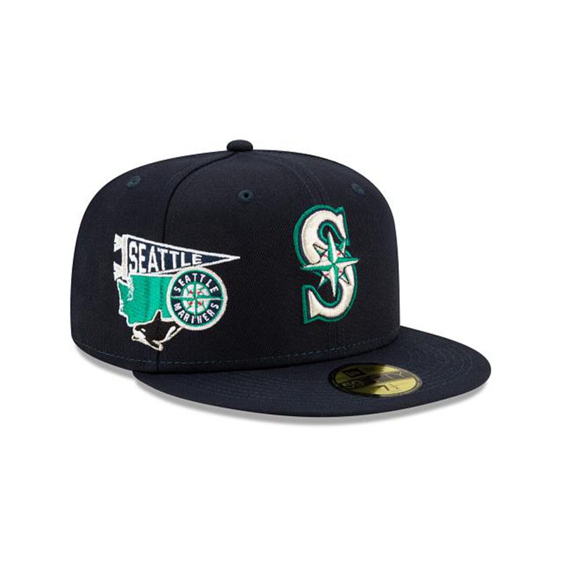 MLB Seattle Mariners City Patch 59Fifty Fitted (VYJ7220) - Blue New Era Caps